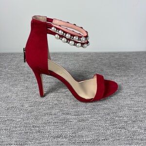Jessica Simpson “Jalinda” Red and Pearl Women's Heels, Size 7.5